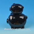 Popular ceramic black piggy bank with lock and key